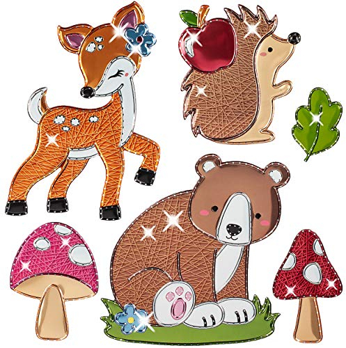 alles-meine.de GmbH 3D Wandsticker freie Motivwahl für Kinder & Erwachsene - 6 TLG. Set - Tier - REH - Igel & Waldtiere - Relief Kunststoff - selbstklebend + wiederverwendbar..