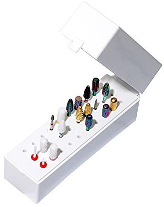 Nail Drill Bit Set, Holes Nail Drill Bit Box Holder Organizer, 30 Holes Nail Art Drill Grinding Head Bit Display Storage Box Rack Manicure Tool