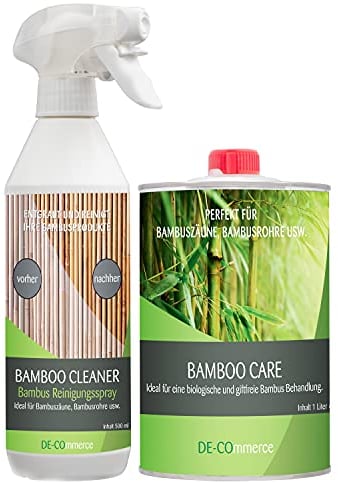 DE-COmmerce Pflege Set Pflegeöl Reinigungsspray für Bambus außen Bambuszaun Sichtschutz Pflege Pflegeset
