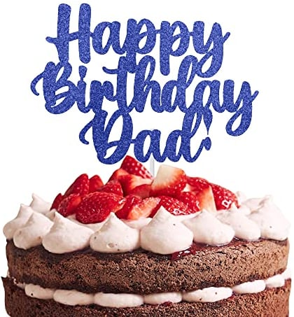 Happy Birthday Dad Cake Topper Glitter Cardstock Father's Brthday Toppers - (Happy Birthday Dad Tranquillity Blue)