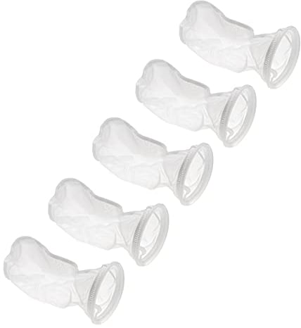 vhbw 5X Calza filtrante Universale Compatibile con acquari, Piscine, Skimmer - Sacchetto filtrante, Poliestere, 18 x 45 cm, 150 Micron, Bianco
