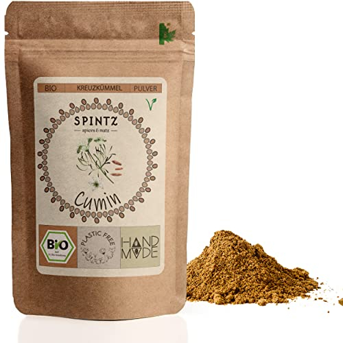 SPINTZ Bio Cumin gemahlen - Cuminpulver in Premium Qualität - Pulver aus Kumin Körner - 100% natürlich - aus biologischem Anbau - vegan - Ideal zum Kochen | plastikfrei verpackt (250 GR)
