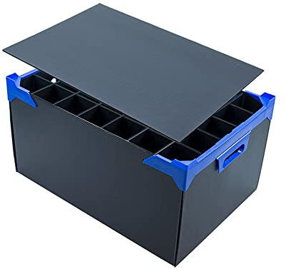 Caterbox Champagne Flute Storage Box with Lid | Stacking Glass Storage Box with 35 Compartments Max Glass Size: H260 x W65mm | Lid Included (Glass Height: 260mm + Lid)