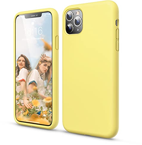 GOODVISH Cover per iPhone 11 Pro Max, Silicone Morbida Case con Fodera in Microfibra, Protettiva Antiurto Antiscivolo Progettata per iPhone 11 Pro Max Custodia 6.5 '', Gialla