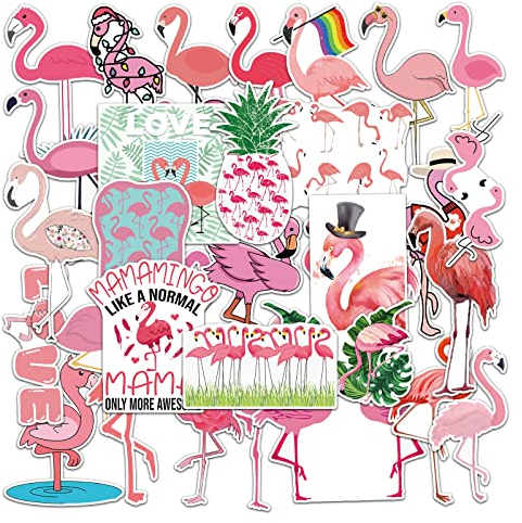 Flamingo Aufkleber, 50 Stück Sticker Set Wasserdicht Vinyl Stickers Graffiti Style Decals für Auto Motorräder Fahrrad Skateboard Gepäck Laptop Aufkleber, Geeignet für Erwachsene Kinder