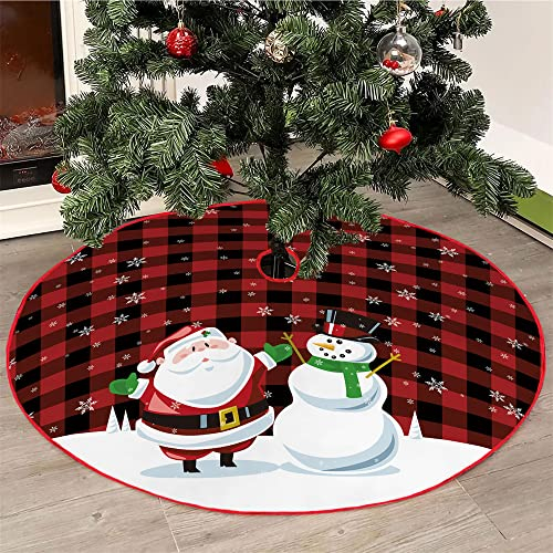 Mateju Weihnachtsbaum Rock Weihnachtsbaumdecke Groß Tannenbaum Unterlage Rund Christbaumdecke Christbaumständer Teppich Baumdecke für Weihnachtsdeko Neujahr Party (Der Weihnachtsmann,120cm)