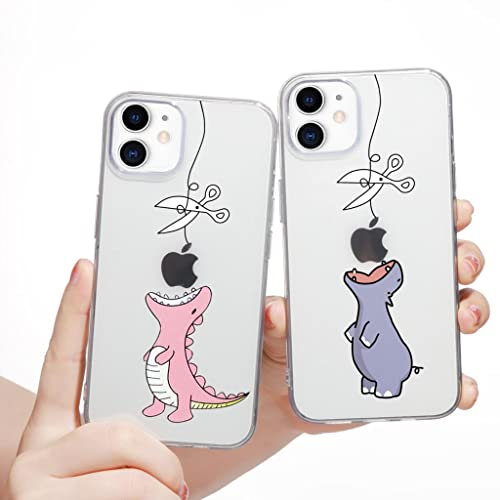 Yoedge 2 Stück Durchsichtig Hülle für iPhone 12 / iPhone 12 Pro 6,1,Transparent Handyhülle mit Aesthetic Motiv Mode Muster,Ultra Dünn Weich Klar Silikon TPU Stoßfeste Bumper Schutzhülle,Dinosaurier 2