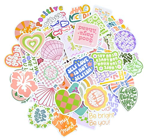 100pcs Danish Pastel Cute Aesthetic Colorful Preppy Graffiti Laptop Stickers, Waterproof Vinyl Stickers for Girl Adults Teens Scrapbooking Journal DIY Craft Phone Luggage