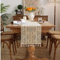 SYSUII Tischläufer Makramee für Hochzeit, 30 * 200CM Quasten Tischläufer Vintage Beige Elegante Hohle Mesh Tischdecke Häkelspitze Boho Tischdecke Tischband für Küche Vintage Bauernhaus Tabletop Dekor