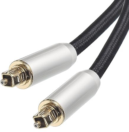 sourcing map Fiber Optic Audio Cable 3.3Ft/1M 360 Degree Rotating Digital Audio Optical Cable Nylon Metal Shell Gold-Plated Tos Optical Link Cable for TV DVD Amplifier Stereo,Black