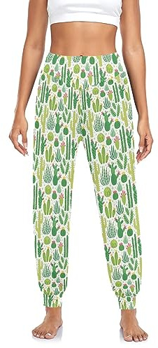 Anantty Damen Yogahose Tropisch Kaktus Kakteen Druck Haremshose Dance Hosen Harem Yoga Pilates Hosen