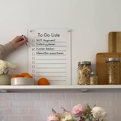 Wunsch Kalender - personalisierter Wandkalender - To-Do Liste - wiederverwendbarer Kalender aus Acrylglas - Familienplaner abwischbar - Hingucker für jeden Raum