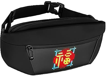 SEAFRONT Unisex-LED-Anzeige, Gürteltasche, Programmierbarer Bildschirm, Bunt, Wasserdicht, Umhängetasche, Laufen, Hüfttasche, USB-betrieben, Anime-Rucksack, DIY-Rucksack