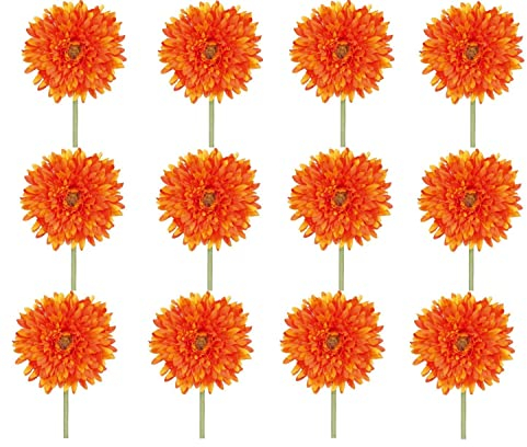 Gasper 12er Set künstliche Gerbera orange H. 60cm mit fülliger Blüte Kunstblumen