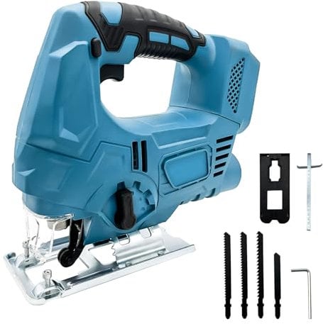18V Cordless Jigsaw, Brushless Jig Saw Replacement for DJV182Z, 4 Orbital Settings, with 4 Blades for Cut Wood Metal PVC Pipe - No Batteries(Compatible with Makita 18V Batteries)