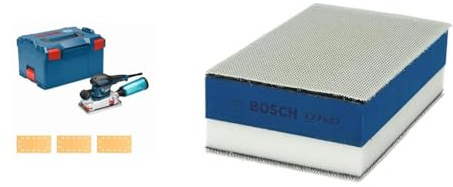 Bosch Professional Schwingschleifer GSS 280 AVE (350 Watt, Zusatzhandgriff, 3x Schleifblatt für Holz, in L-BOXX 238), 0601292901 + 1x Expert Dual Density Handschleifblock