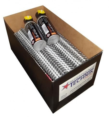 2.000 Haftennägel 2,8x25mm Ring rostfrei 20° inkl. 2x Gas – passend für Haftennagler Tjep HA35, Paslode IM200/32, Montana GSN 22-35, Würth Diga WO-HN 28/35, KMR Reich 3854