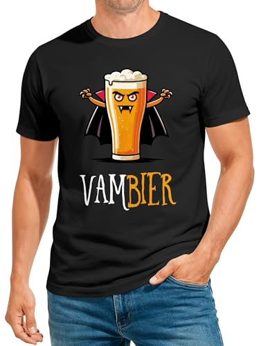 MoonWorks® Herren T-Shirt Fasching Karneval Halloween Bier-Motiv Kostüm-Ersatz Last Minute Faschingskostüme Männer