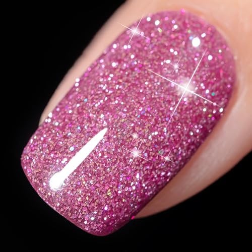 YTD Likomey Smalto Semipermanente per Unghie in gel,15ml Rosa Viola Glitterato Riflettente Glitter Colori Smalti Semipermanenti per Unghie,Brillante del UV Nail Gel,SZ396