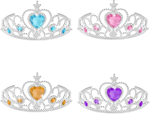 BLMHTWO 4 Stück Prinzessin Krone Mädchen, Prinzessin Tiara Funkelnde Strass Steine Krone Mädchen Kristalle Princess Peach Kostüm Zubehör für Geburtstage, Feiern, Rollenspiele