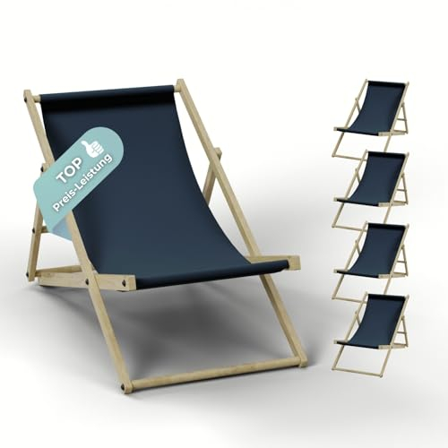HAGO Liegestuhl Dunkelgrün Liege Stuhl Strand Strandliege Sonnenliege Gartenliege Klappstuhl Lounge Chill 5 Stück