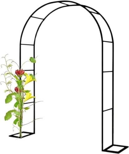 SEVSO Arco Per Rampicanti Da Balcone Archi Giardino Per Glicine Con Base, Bianco/Nero, Antiruggine, Arco Per Piante Rampicanti Pergola in Acciaio Sostegno Rose Rampicanti,Bianca,W1.4M*H2.3M
