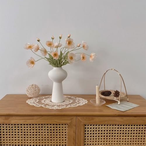 YunNasi Künstliche Mohnblumen Real Touch Kunstblumen Gefälschte Pflanzen für Home Deko,Party Blumenstrauß für Hochzeit Arrangements Geschenk für Frauen Geschenk zu Weihnachten (Champagner, 6pcs)