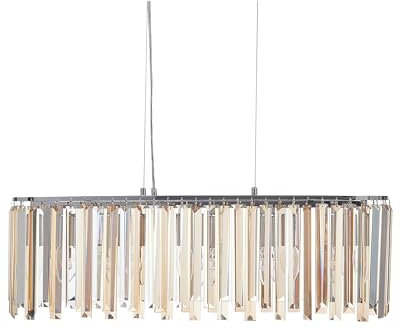 Beliani Kronleuchter Hängeleuchte Eisen mit Glaskristallen verchromt Beleuchtung Wohnzimmer Esszimmer Silber Mandeo