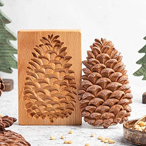 Keksform aus Holz, 3D-Backform, Prägung, Basteln, Dekorieren, Backwerkzeug, geschnitzte Holz-Keksform, für Kuchendekoration, Dessert, Schokolade, Zucker, Handwerk, Küchen-Backwerkzeuge (Tannenzapfen)