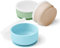 Navik | Set bol ventouse pour bébé avec couvercle en silicone | bol bebe anti renversement | bol bebe 1er age | coffret repas | Bleu, vert et beige