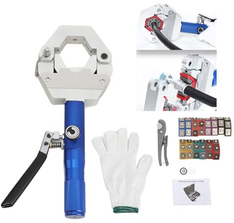 QWEXOB Hydraulik Schlauchpresse 14,5-29,5 mm 7 Pressbacken Hülsenpresse Crimpmaschine mobiles Handgerät im Koffer Standardschlauch+Reduzierter Barriereschlauch