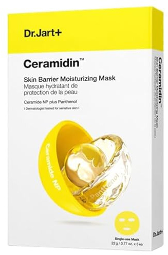 Dr.Jart+ Ceramidin Skin Barrier Moisturizing Korean Face Mask with Ceramides | Sheet Mask | Beauty Gifts for Women | Korean Skin Care, 5 Pack