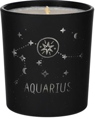ORIGINALWAX Nero Candela Profumata Lampone di Cera di Soia in Vetro 100% Segno Zodiacale Acquario (Aquarius) Naturale di Fatto a Mano e Vegano 180g Regalo 40 Ore di Combustione