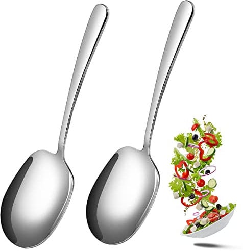2 Pieces Stainless Steel Large Buffet Serving Spoons, 25.5 x 7.5cm With Long Handle, Dishwasher-Safe for Kitchen, Restaurant, Banquet
