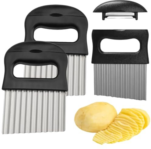 ZDL Wellenschneider,2 Stück Wellenmesser Rostfreier Stahl,Wellenschneider für Pommes,Wellenmesser Kinder Wellenschnittmesser Edelstahl für Pommes Kartoffeln Gemüse Obst