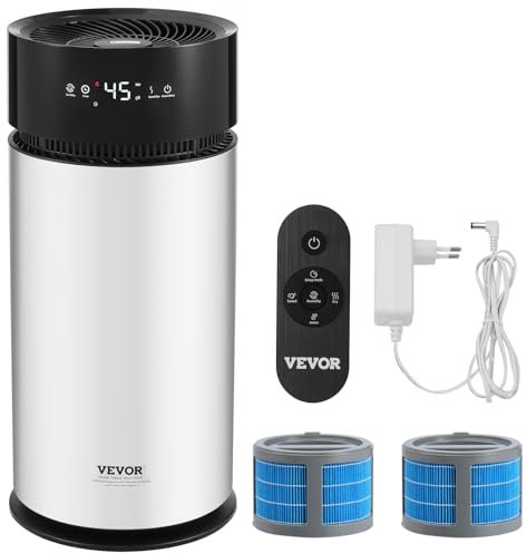 VEVOR Humidificador Evaporativo para Toda la Casa de hasta 100m², 10 L, Humidificador de Humedad Fría Inteligente Grande y Purificador de Aire, 3 Velocidades y Temporizador de 1 a 14 h, Φ 238 x 537 mm