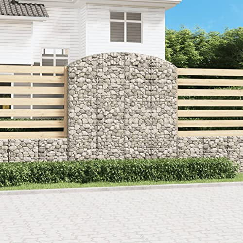 Xichuzi Gabione mit Hochbogen, Gabionenkörbe, Gabionen Hochbeet, Steinkorb, Gabionengitter, Drahtkorb Für Pflanzen, Kräuterspirale Für Garten, 200x50x200/220 cm Verzinktes Eisen