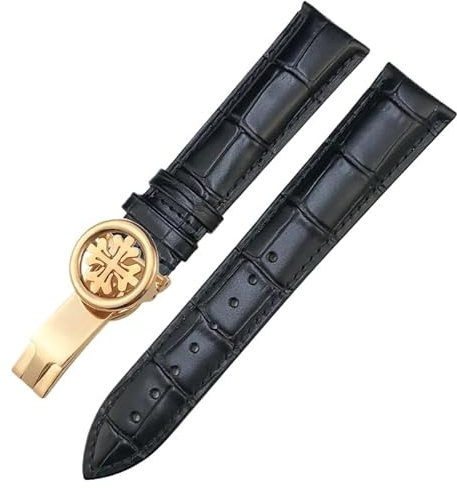 FKMBD Uhrenarmband aus echtem Leder, 19 mm, 20 mm, 21 mm, 22 mm, für Patek Philippe Aquanaut PP 5167A Uhrenarmband mit Schmetterlingsschnalle, 20 mm, Achat