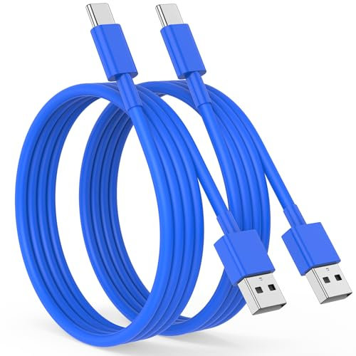 Cable USB C pour iPhone 16 17 15 Pro Max Plus,USB C vers USB Charge Rapide [2M/Lot de 2] Câble USB Type C Cable Voiture pour Apple CarPlay Compatible avec Galaxy S25 S24 S23,iPad Pro-Bleu