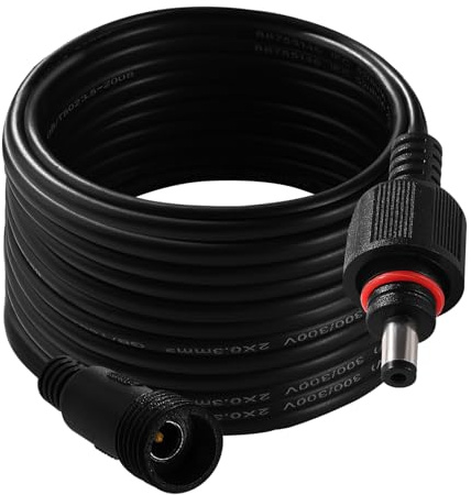 KUOQIY 4m 5.5x2.1 mm M14-Gewinde IP67 Wasserdichtes DC Power Verlängerungskabel, 12V 24V DC Männlich Weiblich Verlängerung Kabel Netzkabel Verbinder 22AWG, für Solar Gartenleuchten