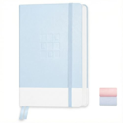 AETHER Notizbuch Dotted A5, Journal Tagebuch 256 Seiten 120g/m² Dickes Papier, 13 x 21.5cm A5 Gepunktet Notizbuch mit 1 Innentasche, Hardcover Notizblock für Männer Arbeit Lernen Reisen Notizen, Blau
