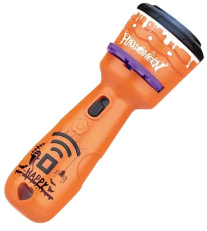 Halloween Flashlight Projector Toy for Kids Interactive Educational Night Light with 24 Patterns Bedtime Learning (Orange, One Size)