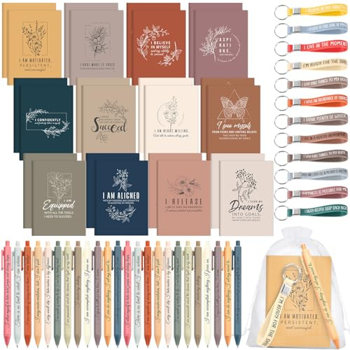 Mooliwe 24 Set Affirmation Gifts in Bulk Notebooks Pens Sets,Vibrant