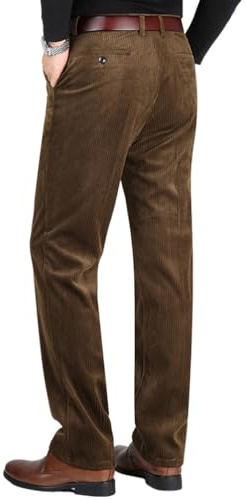 Oanviso Homme Pantalon en Velours Chino Pantalons avec Poches Hiver Chaud Vintage Baggy Doux Élastique Business Jambe Large Pants de Costume Coupe Droite