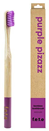 f.e.t.e | Purple Pizazz Bamboo Toothbrush | Biodegradable & Compostable Handle | Recyclable Medium Bristles | Sustainable | Vegan