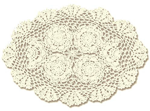 Beige 27,9 x 43,2 cm ovale 100% handgefertigte Häkelspitze Tischsets Deckchen
