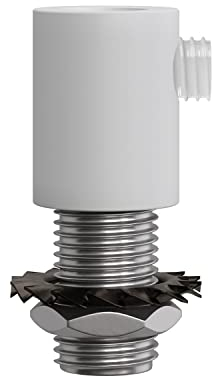 creative cables - Runde Zugentlastung aus Metall, komplett mit Gewinderohr, Mutter und Unterlegscheibe - Weiß
