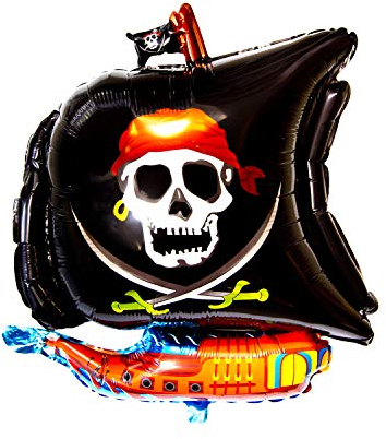 Oblique Unique® Piraten Schiff Folien Luftballon für Kindergeburtstag Piraten Motto Party Feier Deko Ballon Folienballon mit Totenkopf Pirat Boot