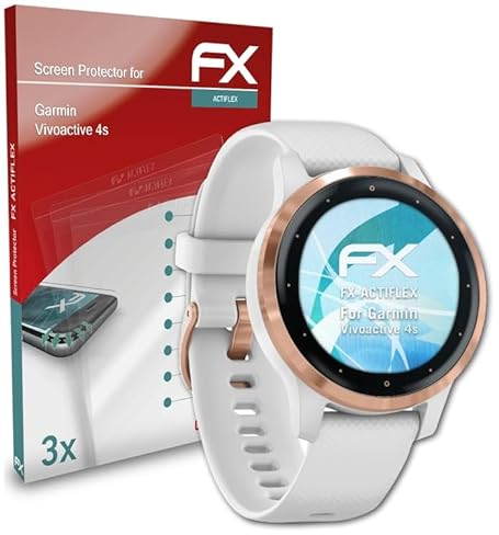 atFoliX Schutzfolie kompatibel mit Garmin Vivoactive 4s Folie, ultraklare und flexible FX Displayschutzfolie (3X)