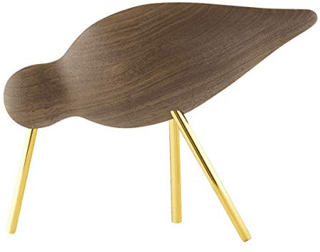 Norman Copenhagen Shorebird Decorative Bird Walnut Wood, Multi-Colour, 11 x 15 x 5.5 cm